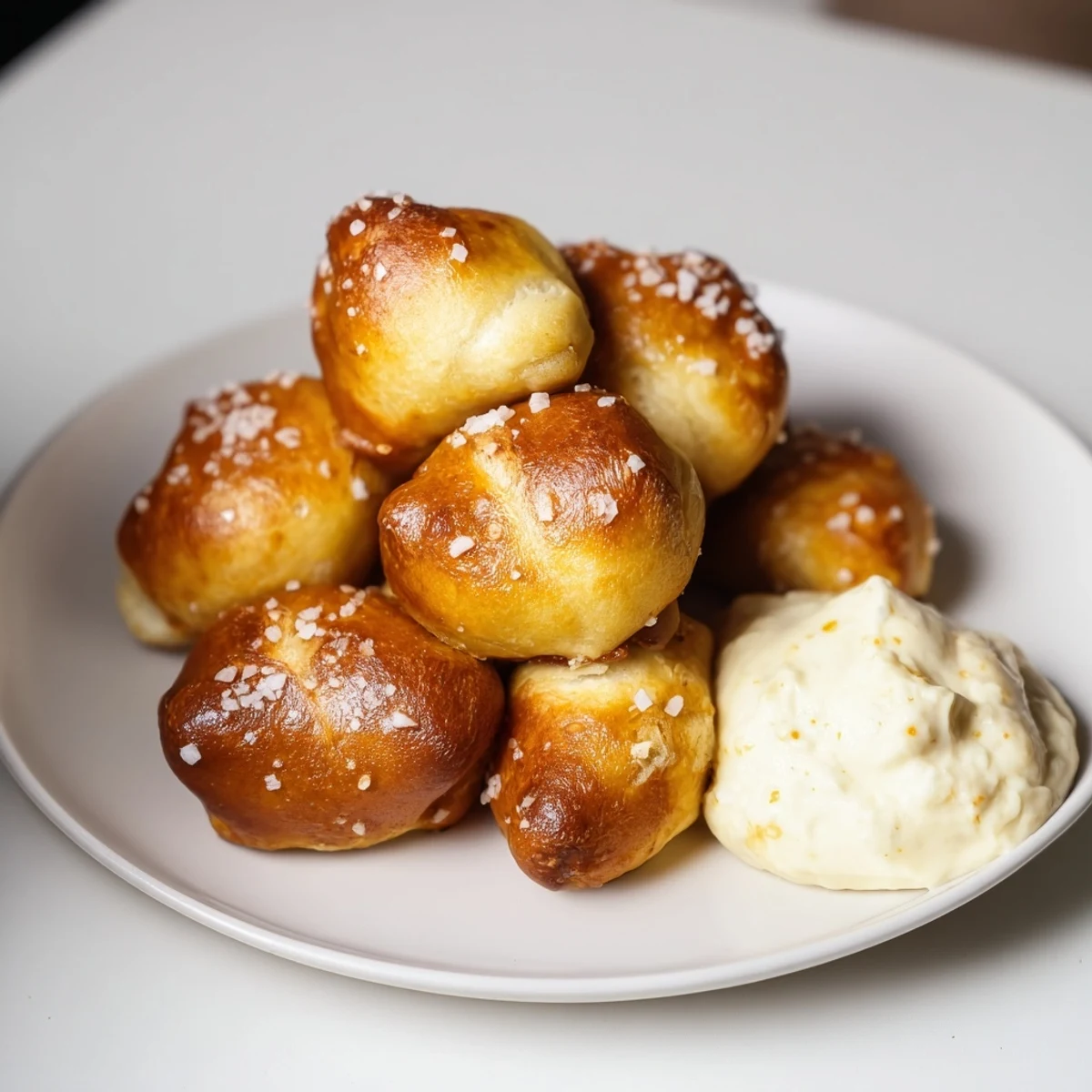 Golden, freshly baked pretzel bites with a rich, melted cheese dip perfect for sharing.