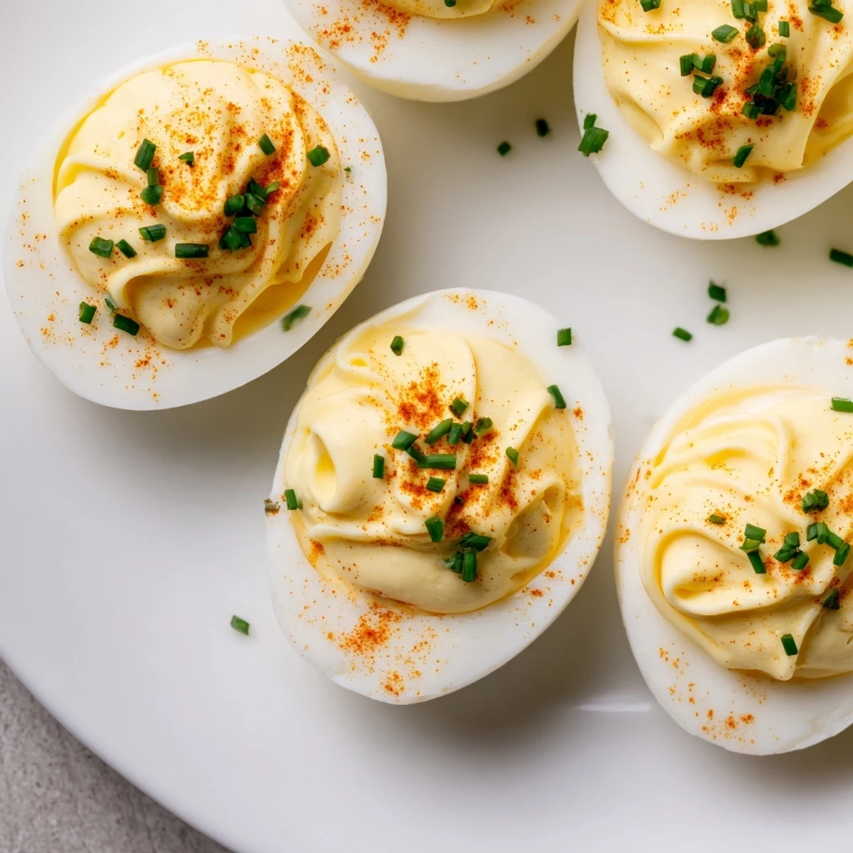 Perfectly chilled deviled eggs, a savory American classic, ready to enjoy with family or guests.