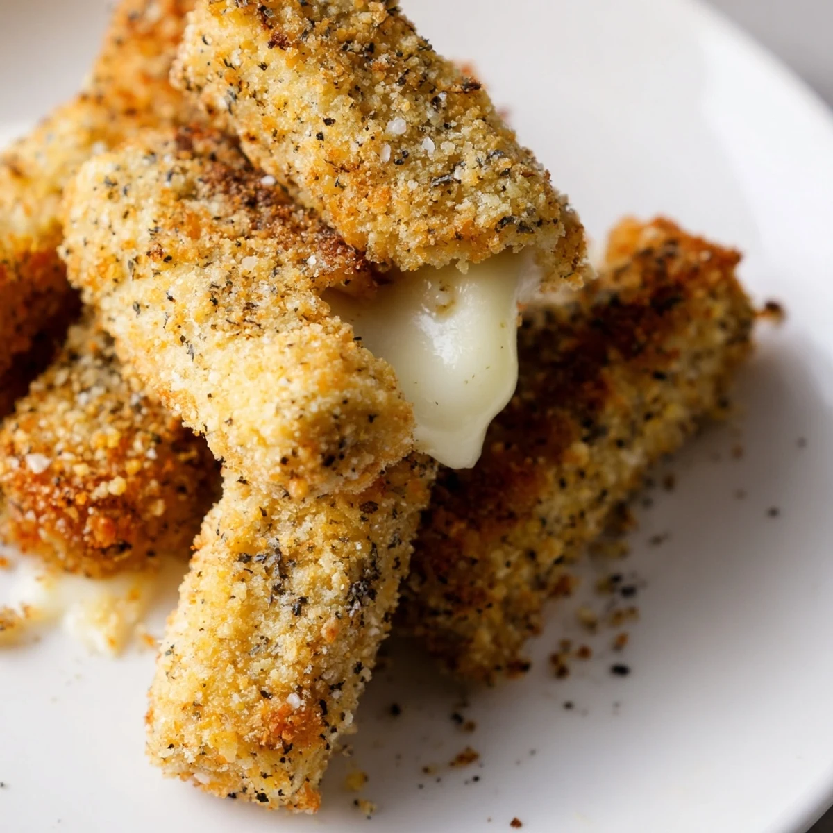 Golden-brown photo of homemade mozzarella sticks, ready to be dipped and enjoyed!