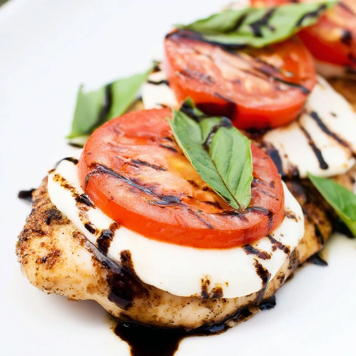 Golden-brown Caprese Chicken Skillet featuring juicy tomatoes, melted mozzarella, and fresh basil on tender chicken breasts.