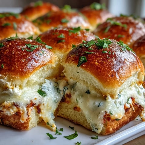 Golden brown, cheesy Pizza Dip Sliders filled with creamy Buffalo chicken dip, served warm on a platter.