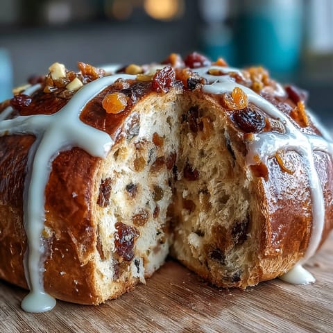 Warm, spiced hot cross buns with dried fruit and citrus glaze, perfect for Easter brunch or spring gatherings.