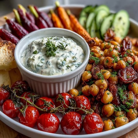 Vibrant spring food board with radishes, peas, and herb dip, perfect for entertaining or a light appetizer.