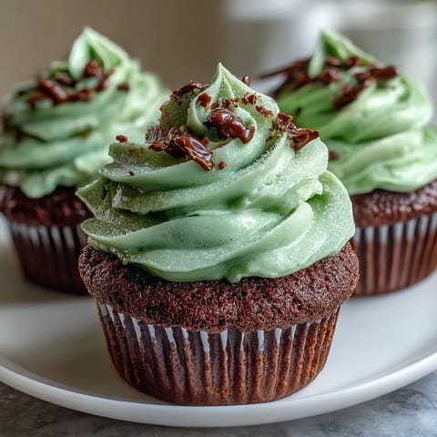 St. Patricks Day Green Velvet Cupcakes with Cream Cheese Frosting, vibrant and moist, topped with smooth tangy frosting for a festive treat.