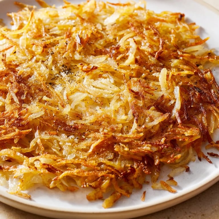 Freshly made, homemade hash browns, a delicious and easy American breakfast recipe.
