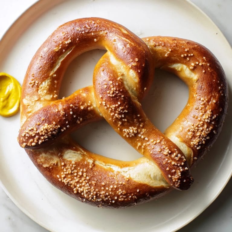 A close-up of beautifully twisted Soft Pretzels, crispy outside and wonderfully chewy inside, ideal for sharing.