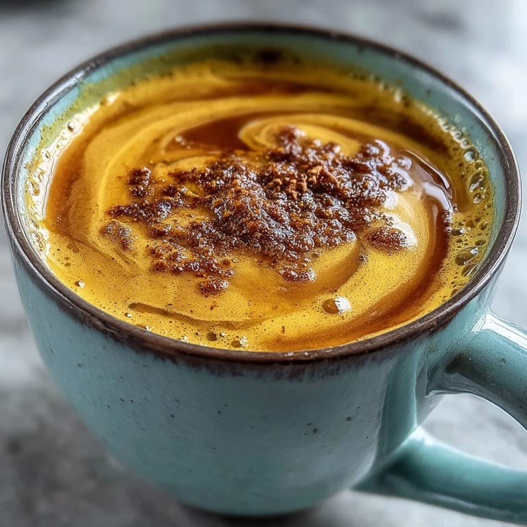 Served warm in a rustic mug, this Turmeric and Ginger Golden Milk glows with turmeric and pairs beautifully with almond biscotti.