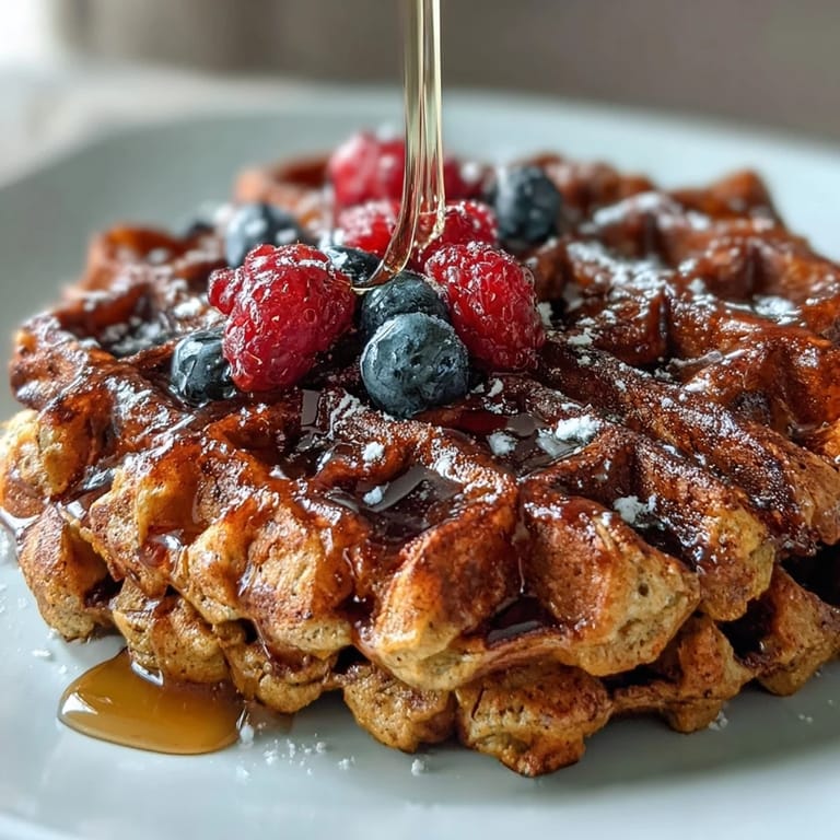 Close-up of golden-brown Anti-Inflammatory Adaptogenic Turmeric Waffles served warm with a dollop of Greek yogurt.