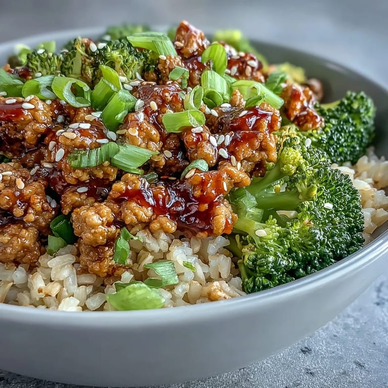Steaming Sweet and Spicy Turkey Broccoli Bowls with tender turkey, glossy sweet-spicy sauce, bright green broccoli florets, and sesame seeds, served over nutty brown rice.