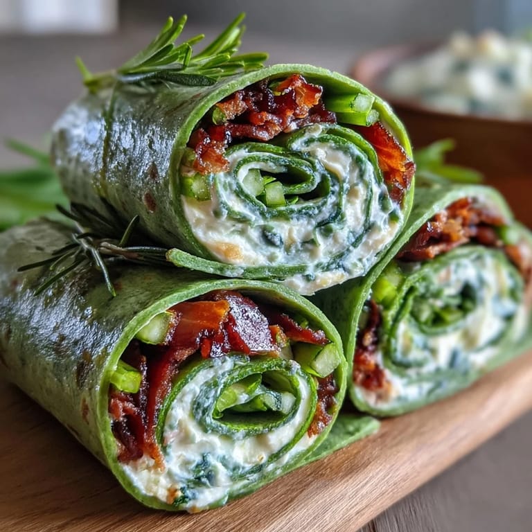 Easy spinach tortilla pinwheels layered with creamy herb spread and crunchy vegetable sticks, ideal for parties.
