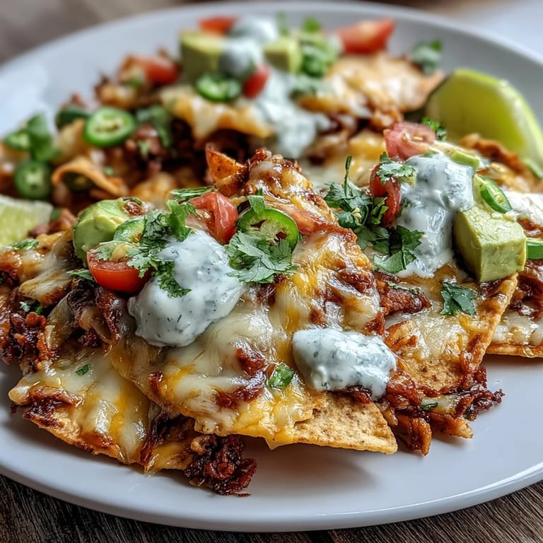 Golden tortilla chips baked to perfection and drenched in smooth, smoky cheese sauce, finished with avocado, red onion, and a dollop of cool sour cream.
