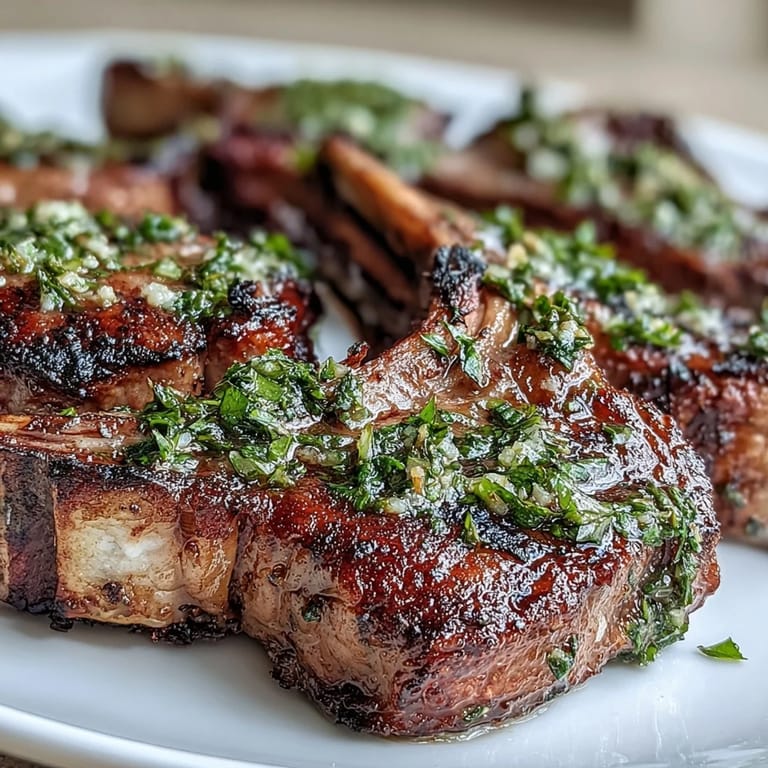 Juicy lamb chops seasoned with rosemary and garlic, finished with a zesty mint and parsley gremolata for a burst of fresh flavor.