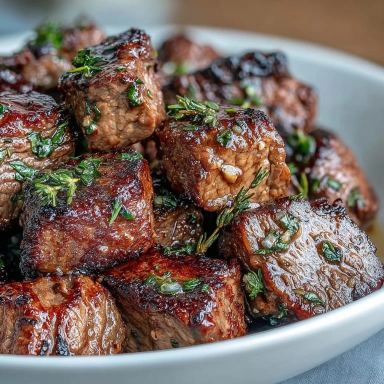 Tender steak bites tossed in garlic butter and herbs, served hot from a single pan.