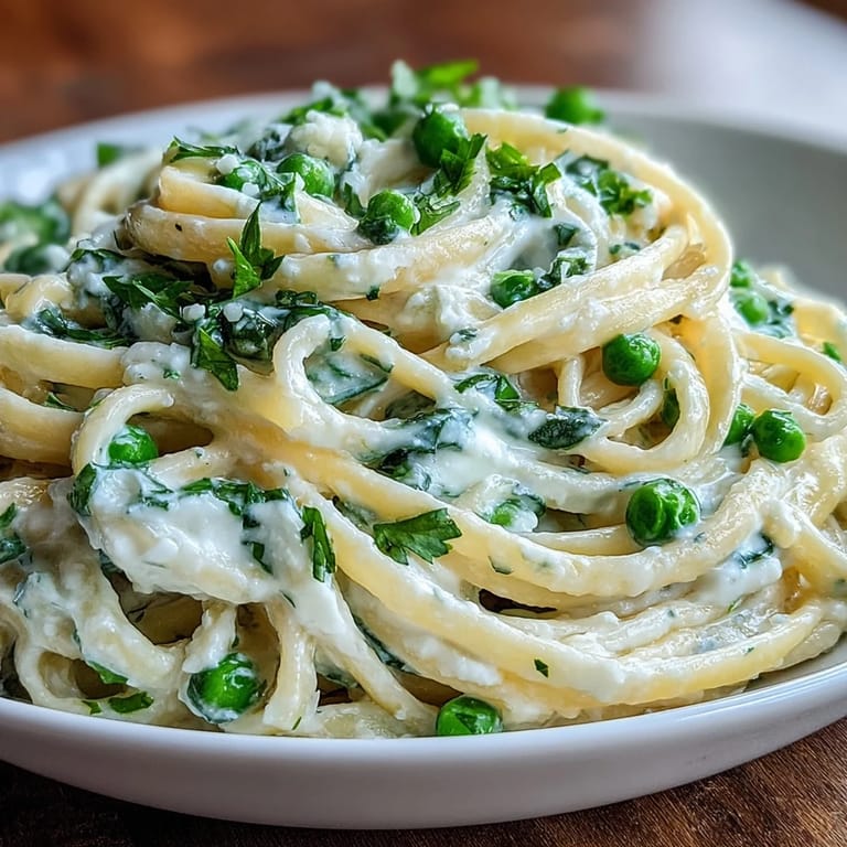 Lemon ricotta linguine with peas, garlic, and parsley, a vibrant vegetarian dish perfect for quick weeknight meals.  