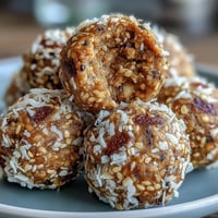 Glistening golden-hued Ginger Turmeric Energy Balls rolled in coconut on a rustic wooden surface, perfect for a healthy no-bake snack.  