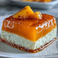Vibrant mango agar-agar jelly cubes with creamy coconut milk, a refreshing vegan dessert perfect for summer gatherings.